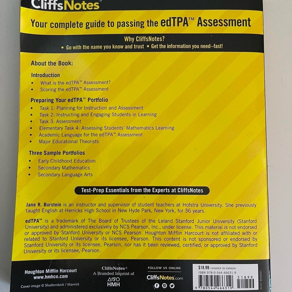 Guide To The edTPA Assessment Cliff Notes Jane R Burstein(Paperback, 2016) - Picture 8 of 8